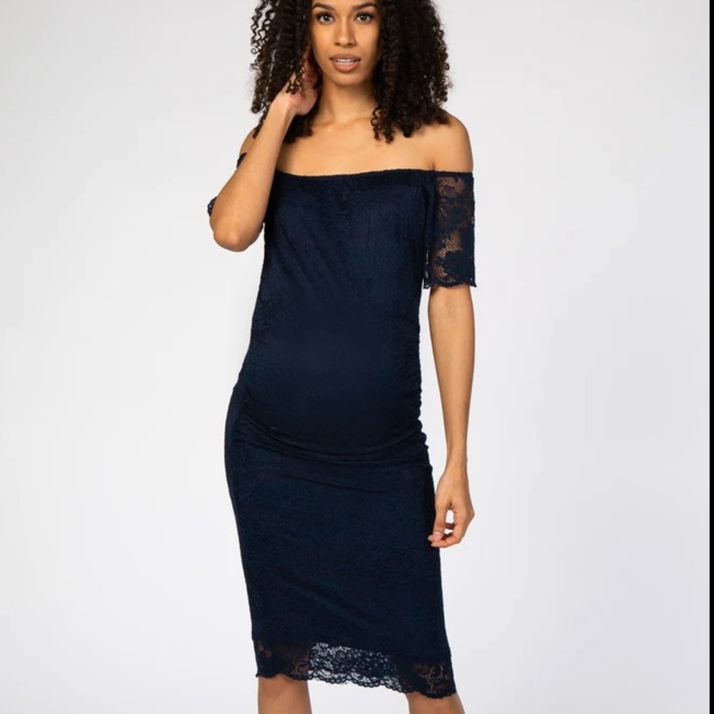 Pinkblush Lace Off shoulder Dress- Maternity